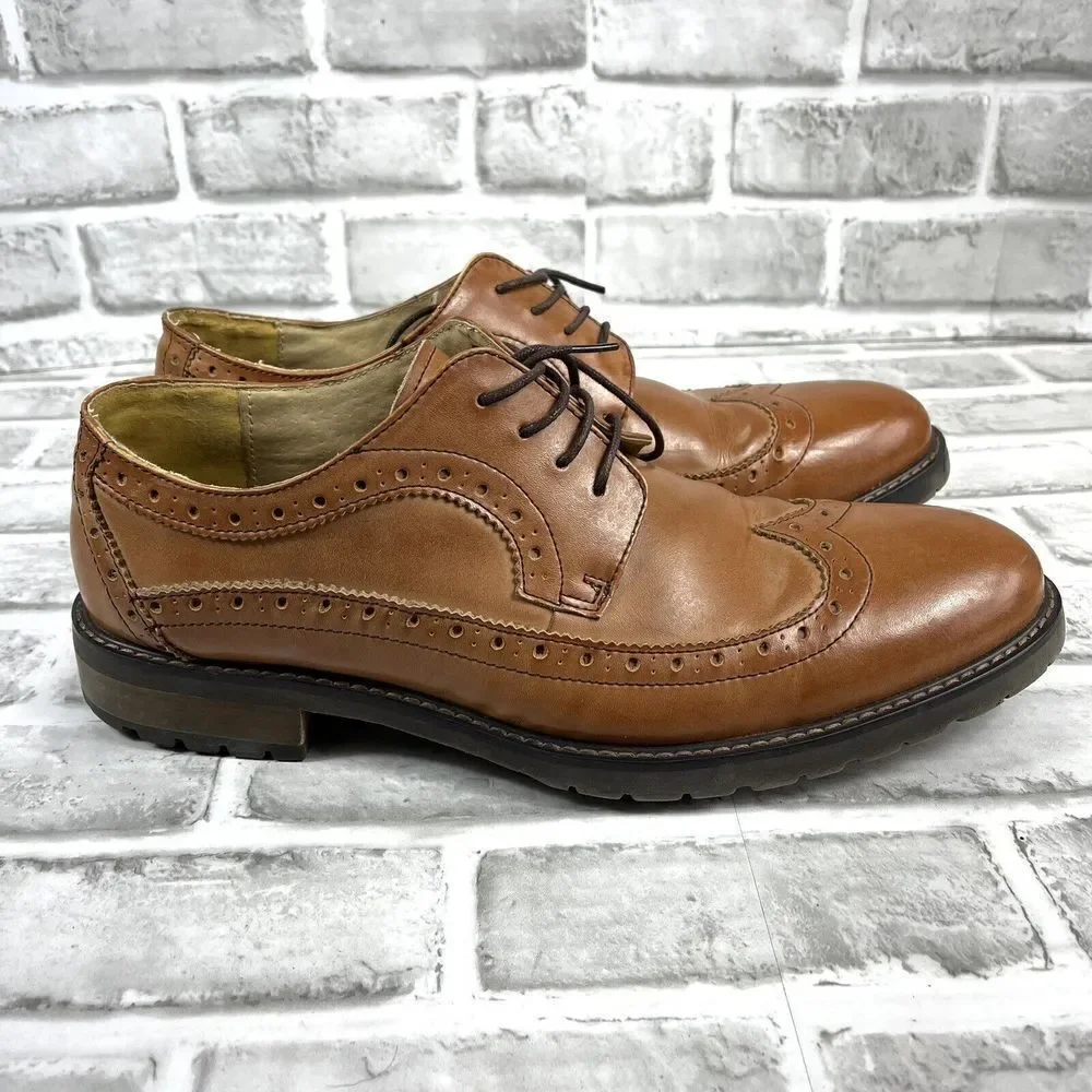 Steve Madden Remaine Men’s Size 11 Brown Leather Wingtip Oxfords Shoes